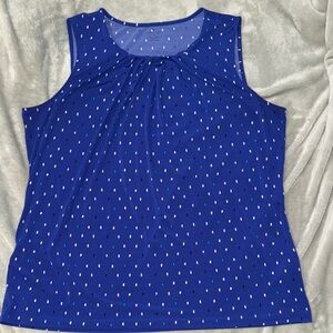 Worthington Royal Blue Sleeveless Top with Dotted Pattern